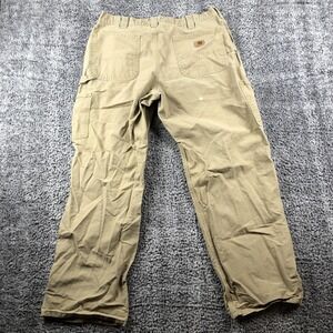 Carhartt Pants Mens 34x28 Beige Canvas Relaxed Fit Carpenter Workwear Utility